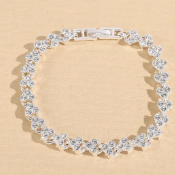 Love is Eternal, Heart Chain Bracelet Inlaid Rhinestone Jewelry, NWT - Picture 2 of 4